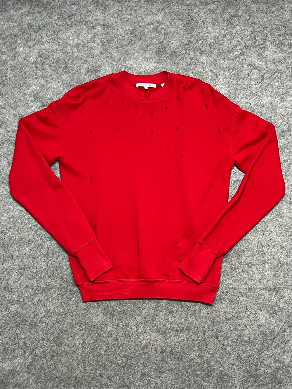 Helmut Lang Red Distressed Cotton Sweatshirt